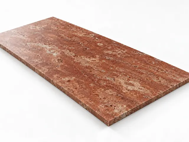 Travertino rojo — Fiorito — Pulido mate — 1 cm — 120x60 — Placa