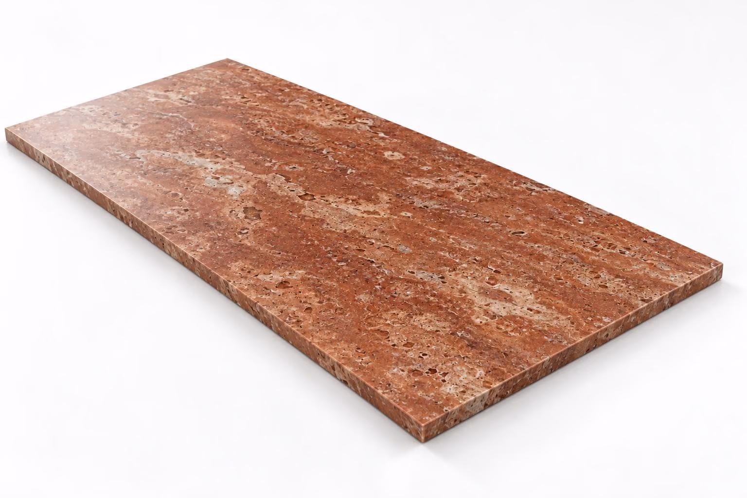 Travertino rojo — Fiorito — Pulido mate — 1 cm — 120x60 — Placa