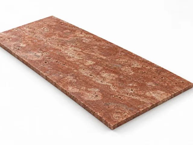 Travertino rojo — Fiorito — Cepillado — 1 cm — 120x60 — Placa