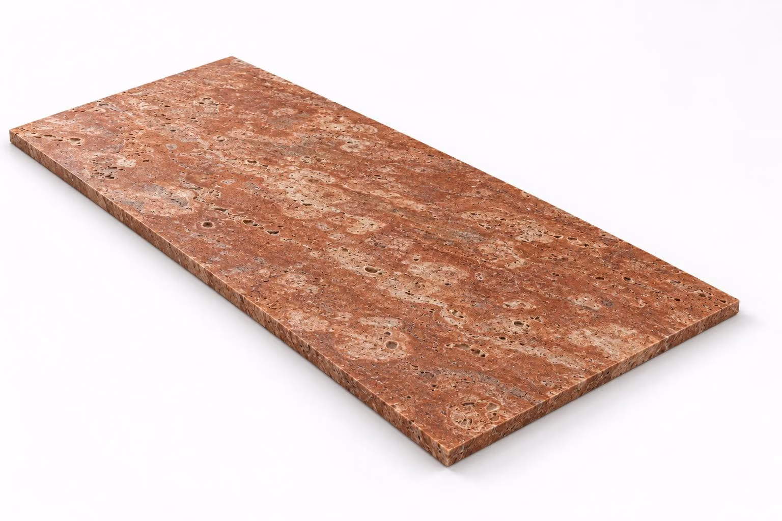 Travertino rojo — Fiorito — Cepillado — 1 cm — 120x60 — Placa