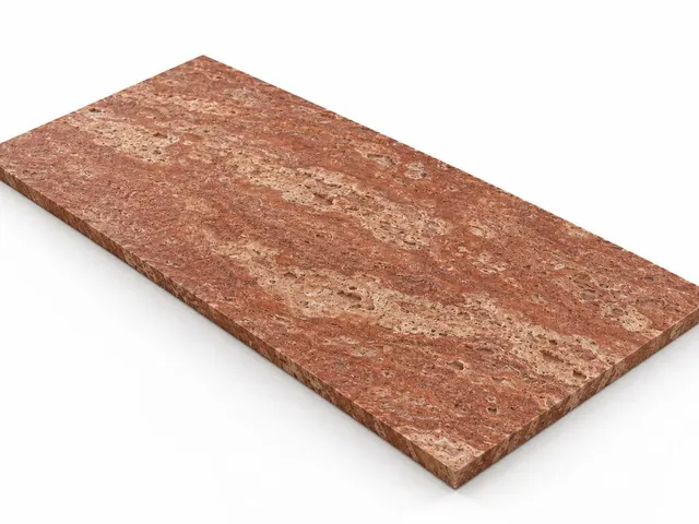 Travertino rojo — Fiorito — Martelinado — 1 cm — 120x60 — Placa