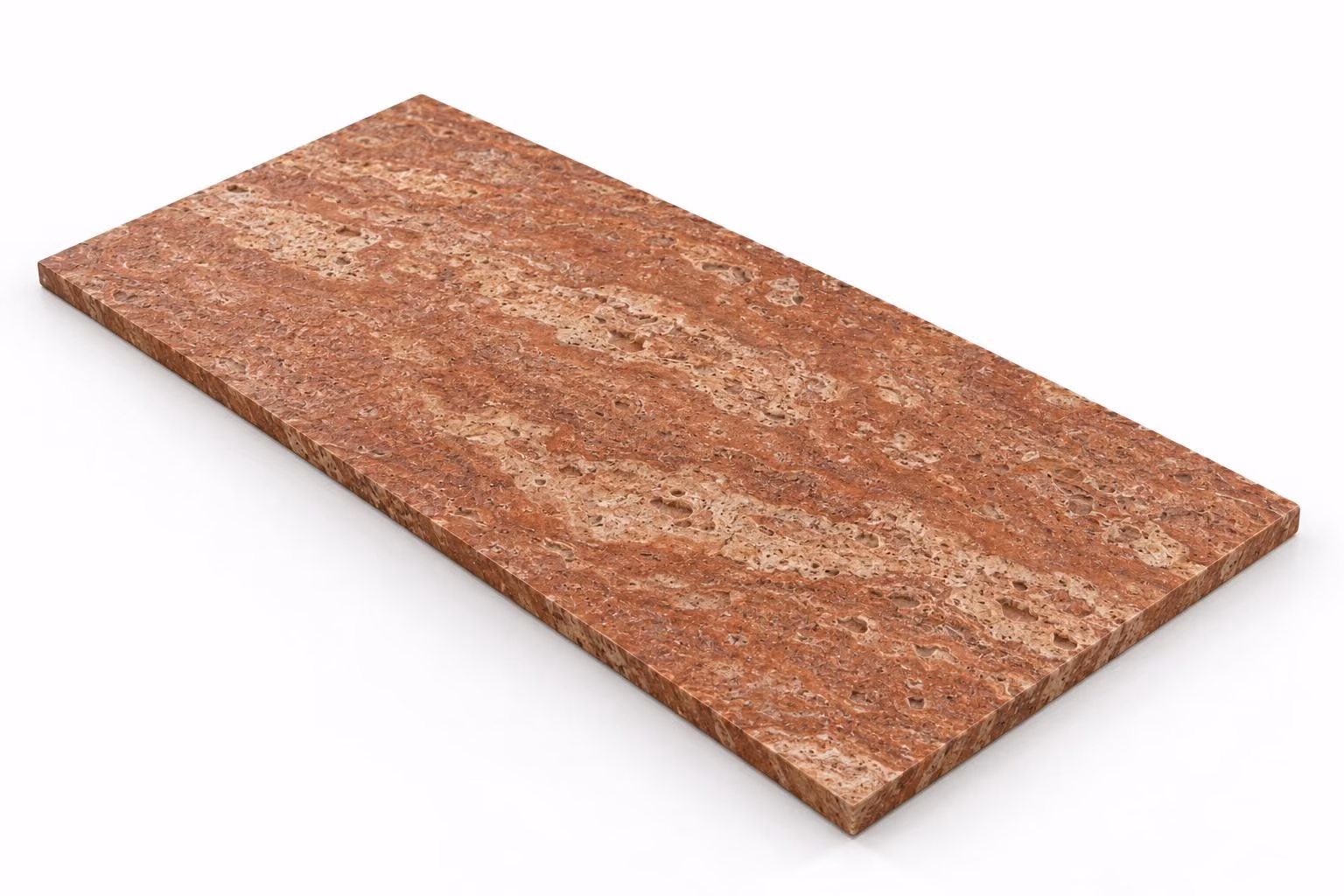 Travertino rojo — Fiorito — Martelinado — 1 cm — 120x60 — Placa