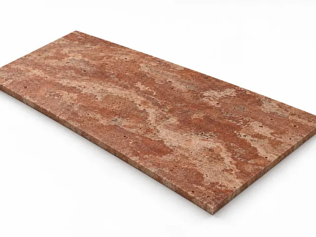 Travertino rojo — Fiorito — Century (al trapo) — 1 cm — 120x60 — Placa