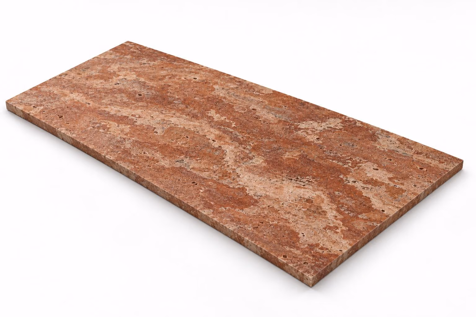 Travertino rojo — Fiorito — Century (al trapo) — 1 cm — 120x60 — Placa