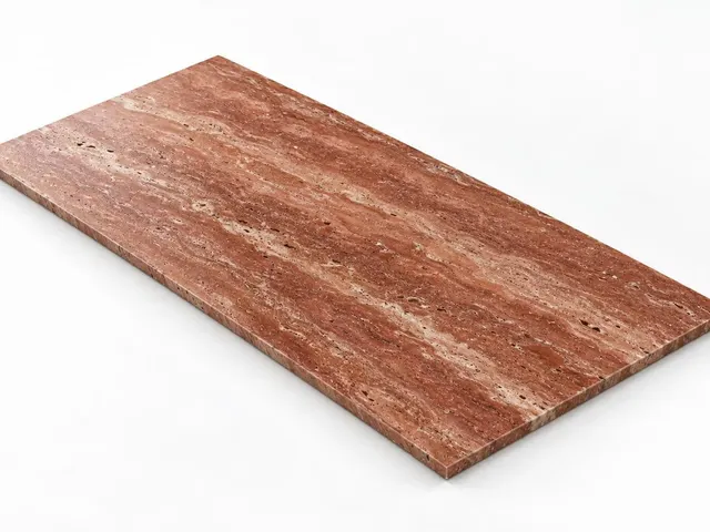 Travertino rojo — Veta — Pulido mate — 1 cm — 120x60 — Placa