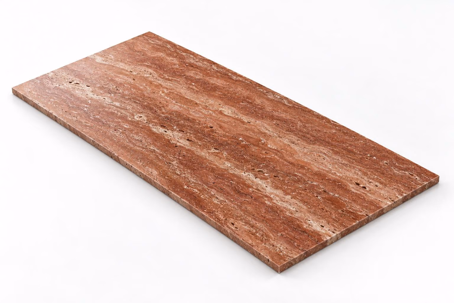Travertino rojo — Veta — Pulido mate — 1 cm — 120x60 — Placa