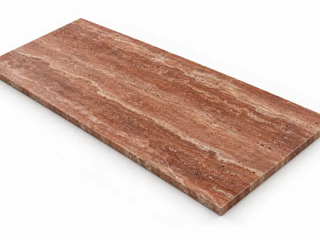 Travertino rojo — Veta — Cepillado — 1 cm — 120x60 — Placa