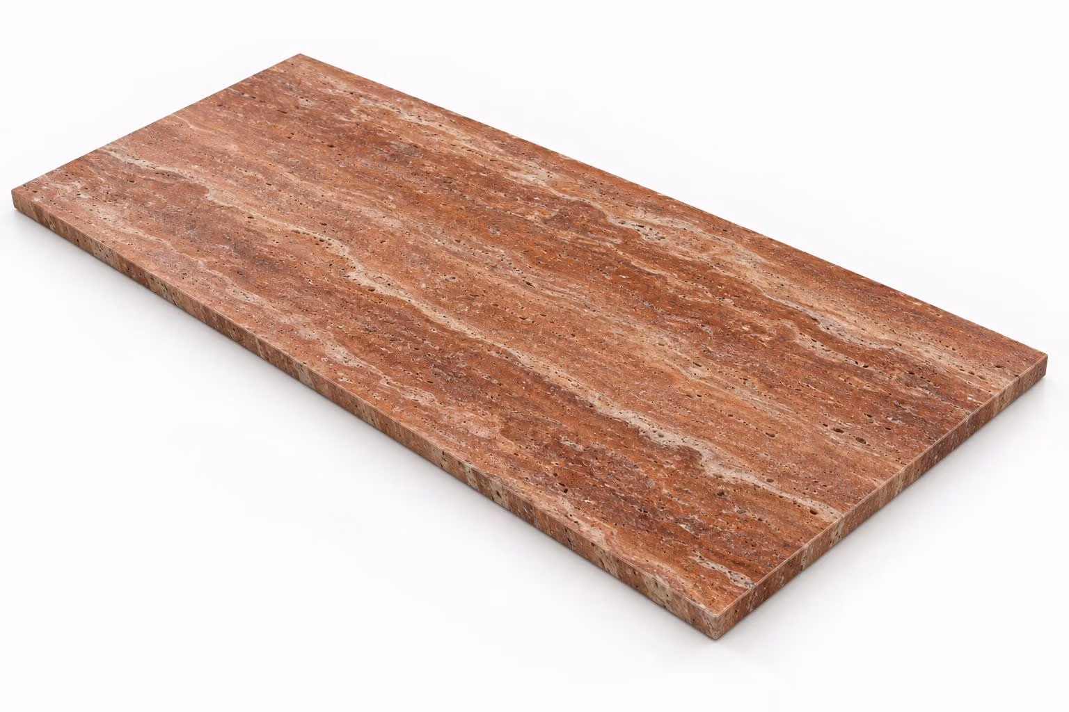 Travertino rojo — Veta — Cepillado — 1 cm — 120x60 — Placa