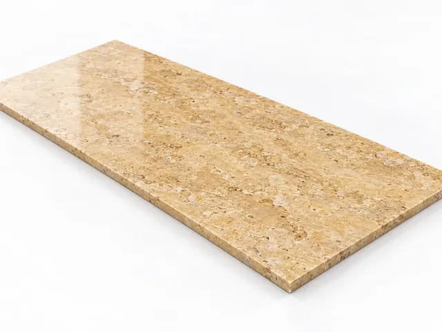Travertino amarillo — Fiorito — Pulido brillado — 1 cm — 120x60 — Placa