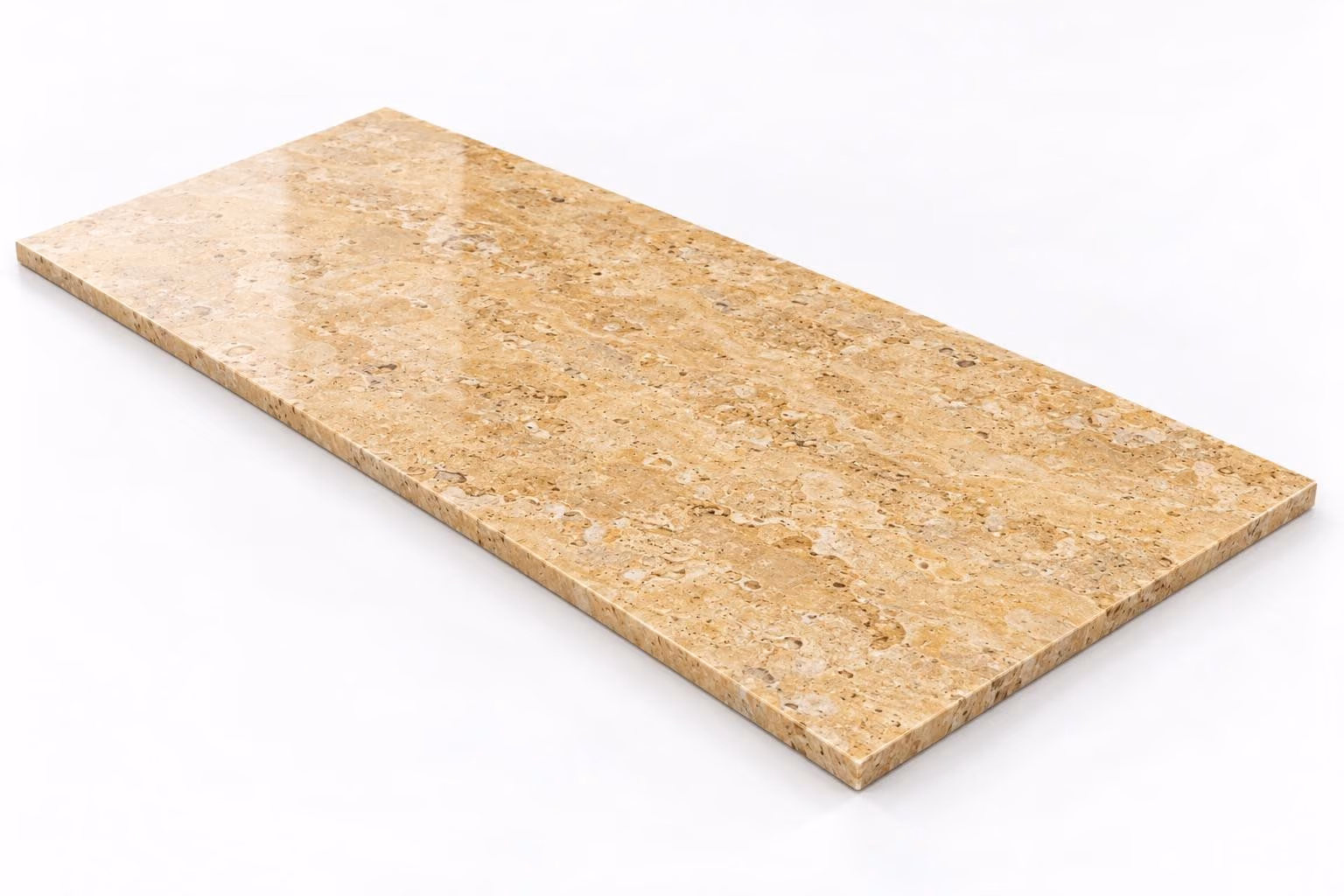 Travertino amarillo — Fiorito — Pulido brillado — 1 cm — 120x60 — Placa