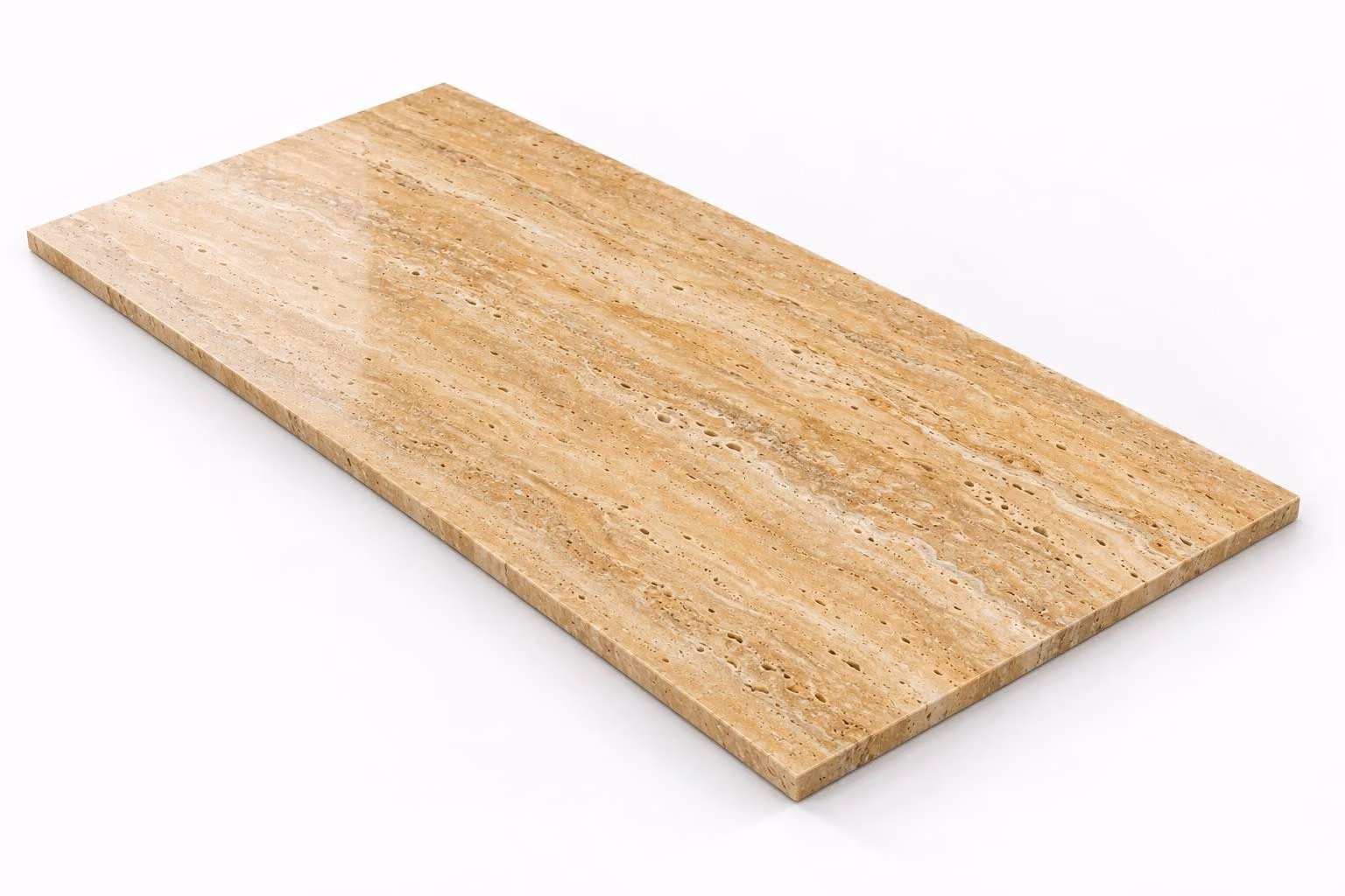 Travertino amarillo — Veta — Pulido mate — 1 cm — 120x60 — Placa