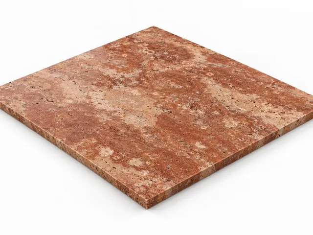 Travertino rojo — Fiorito — Pulido/mate — 1 cm — 60x60 — Placa