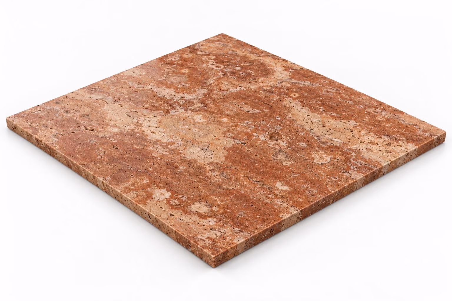 Travertino rojo — Fiorito — Pulido/mate — 1 cm — 60x60 — Placa