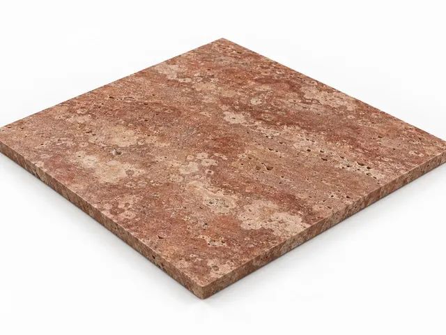 Travertino rojo — Fiorito — Cepillado — 1 cm — 60x60 — Placa