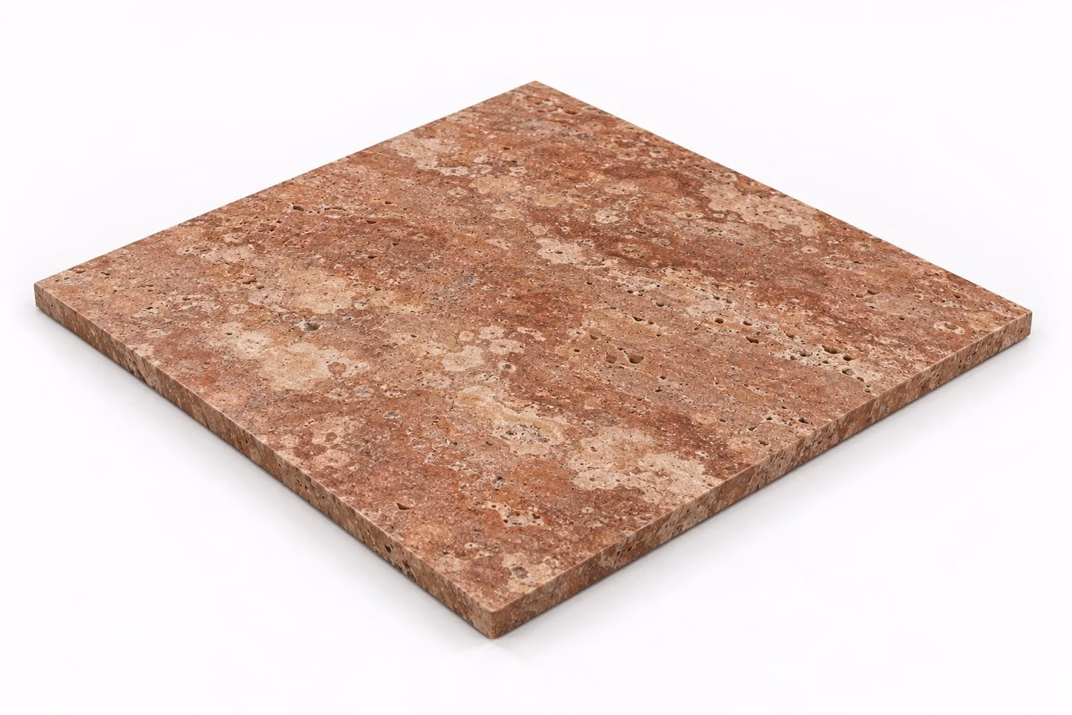 Travertino rojo — Fiorito — Cepillado — 1 cm — 60x60 — Placa