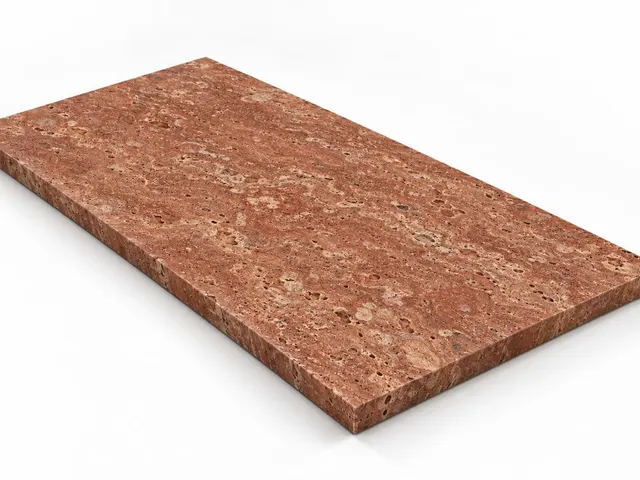 Travertino rojo — Fiorito — Sanblasteado — 2 cm — 120x60 — Placa