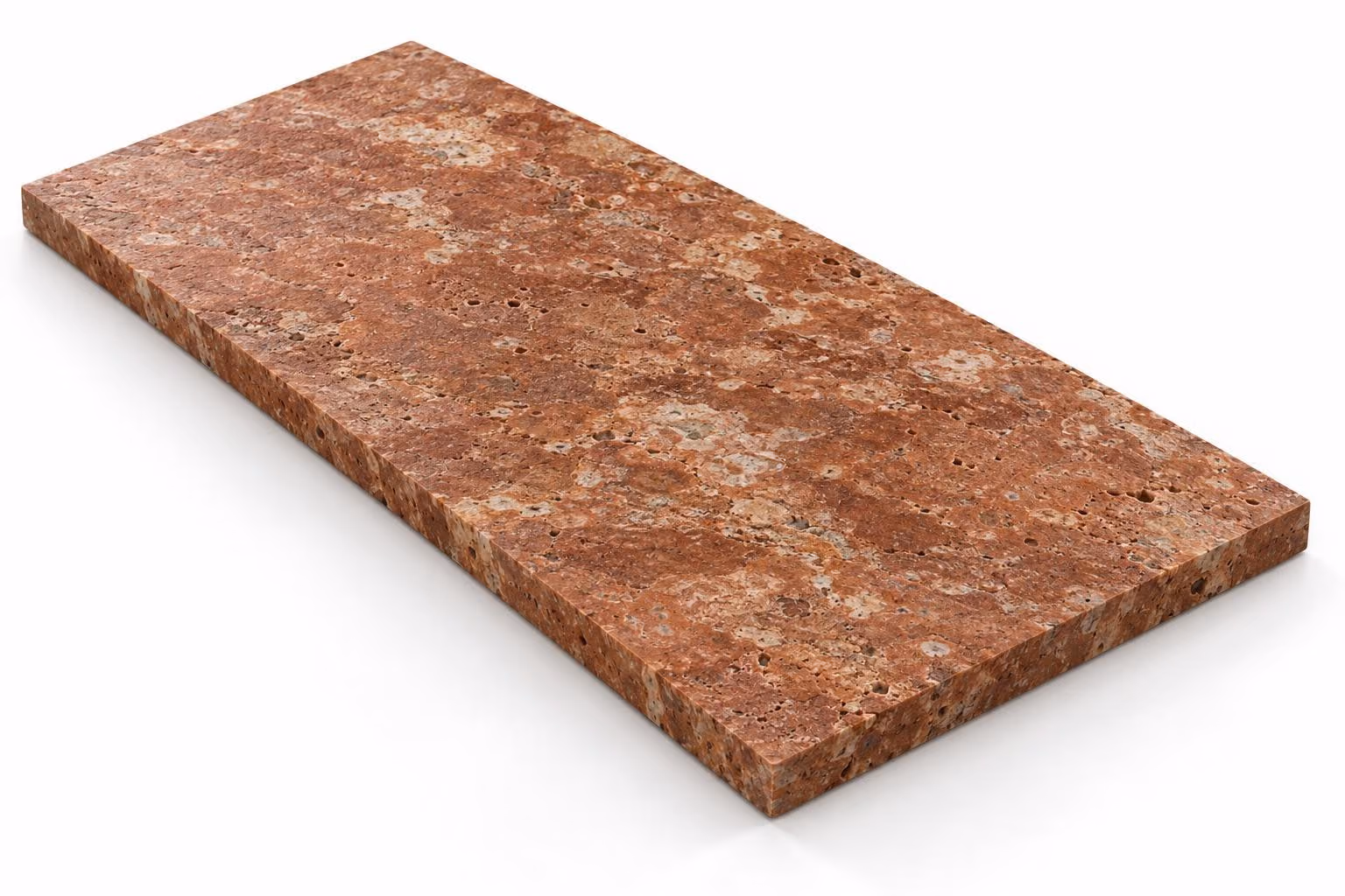 Travertino rojo — Fiorito — Martelinado — 2 cm — 120x60 — Placa