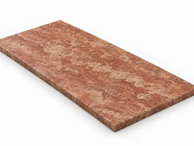 Travertino rojo — Fiorito — Century (al trapo) — 2 cm — 120x60 — Placa