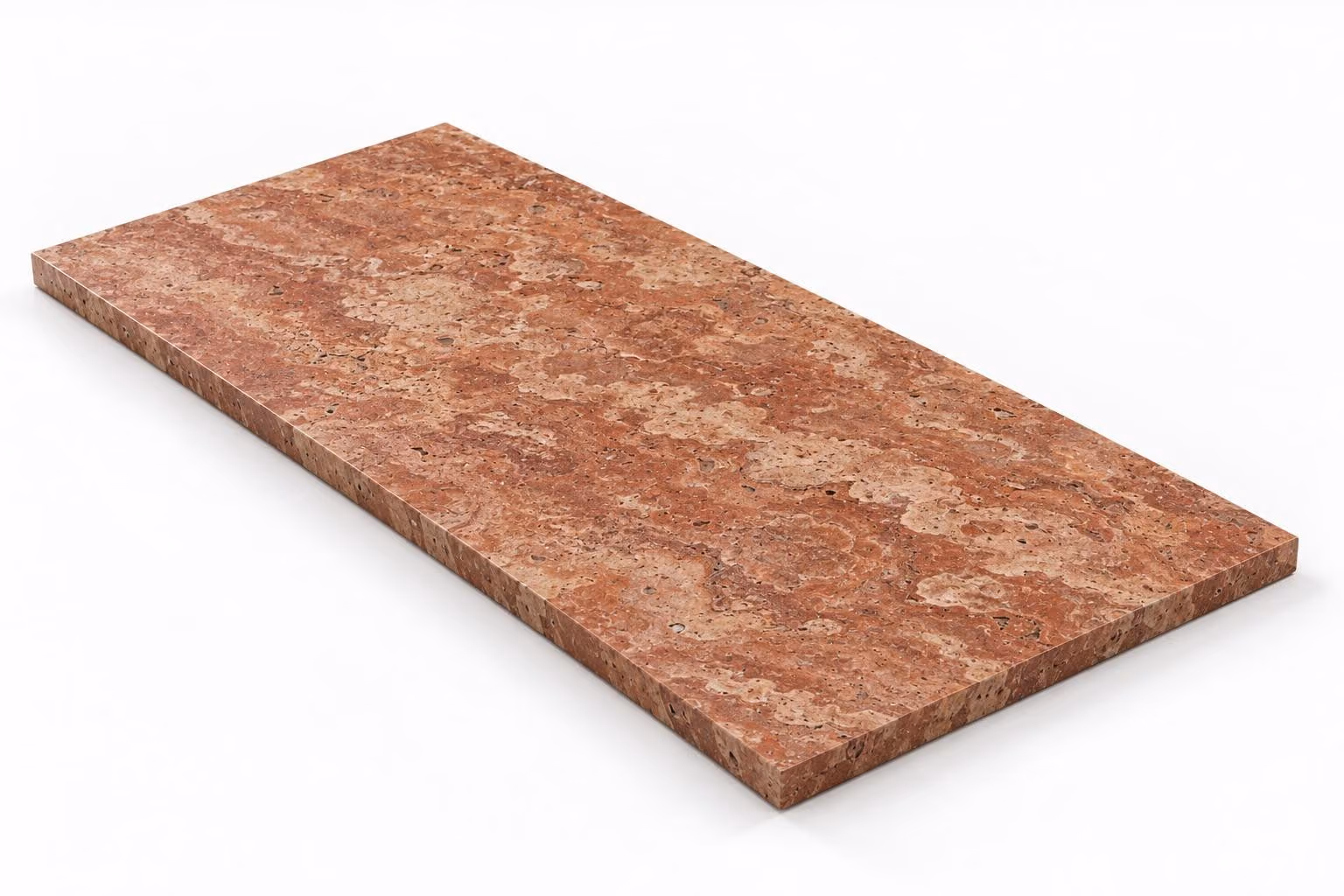 Travertino rojo — Fiorito — Century (al trapo) — 2 cm — 120x60 — Placa
