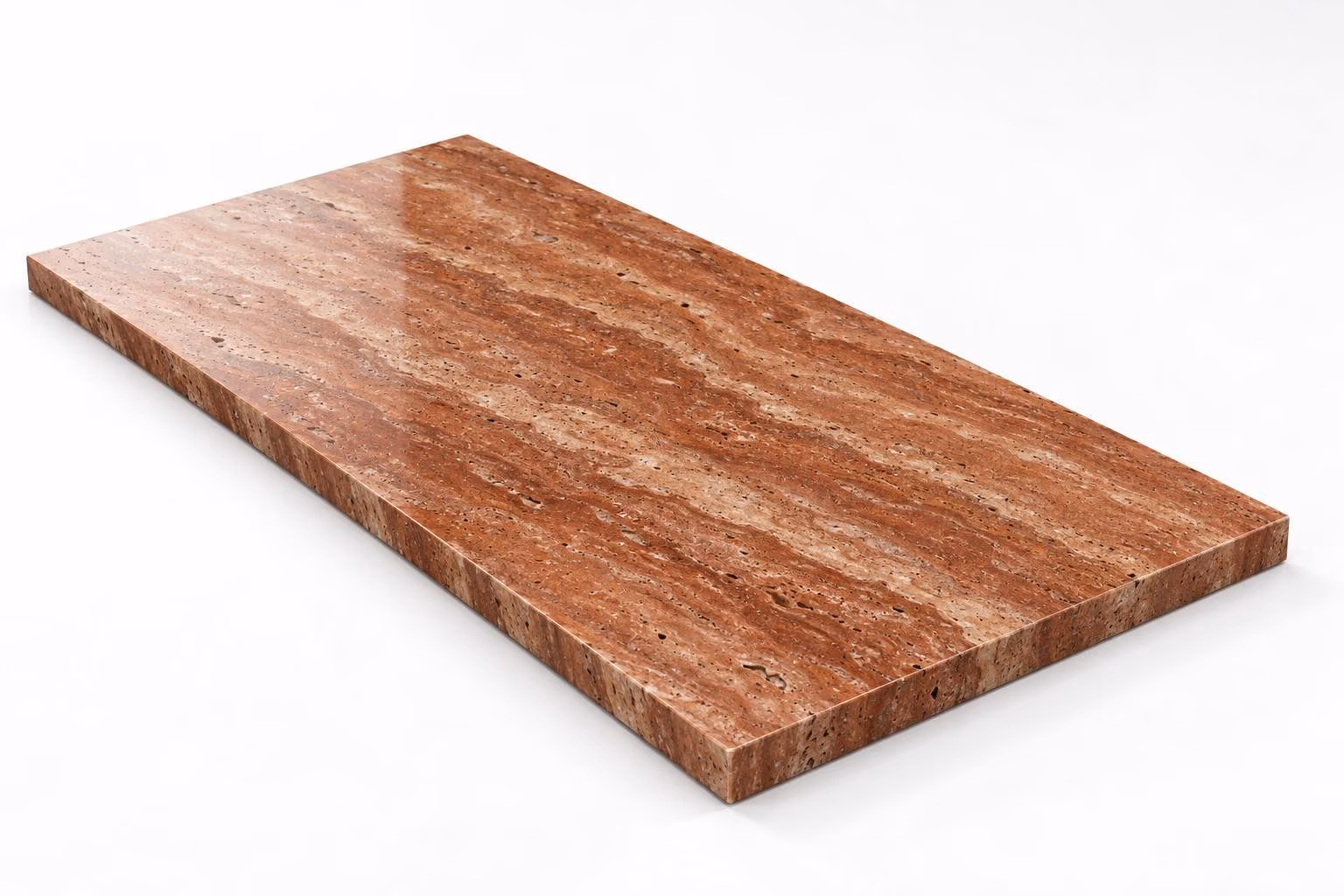 Travertino rojo — Veta — Pulido/mate — 2 cm — 120x60 — Placa