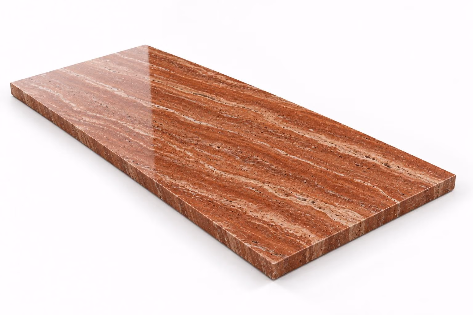 Travertino rojo — Veta — Pulido/brillado — 2 cm — 120x60 — Placa