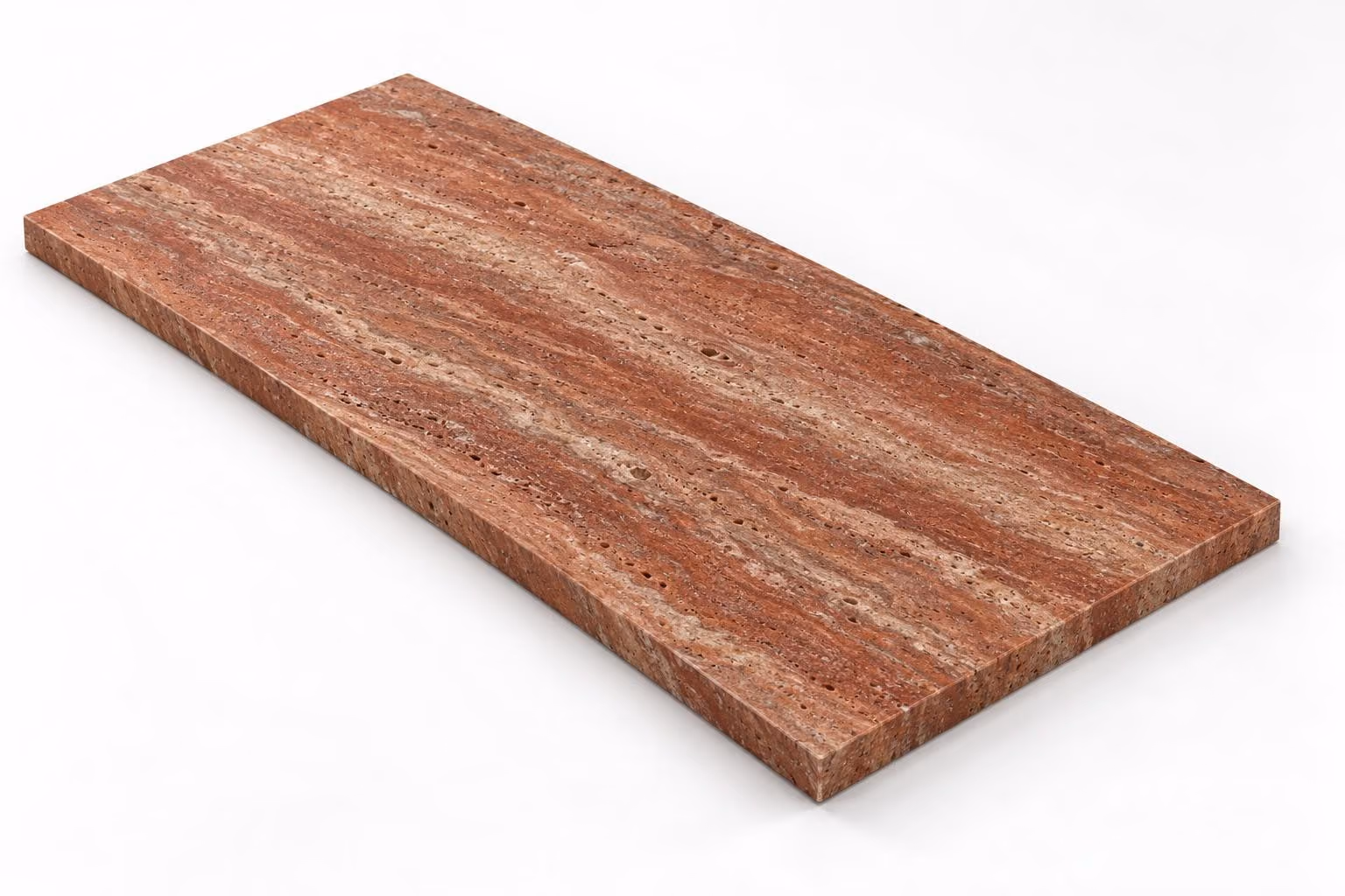 Travertino rojo — Veta — Cepillado — 2 cm — 120x60 — Placa