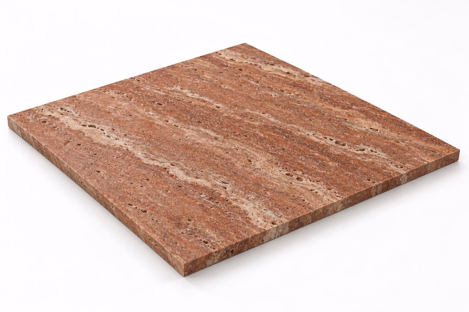 Travertino rojo — Veta — Sanblasteado — 1 cm — 60x60 — Placa