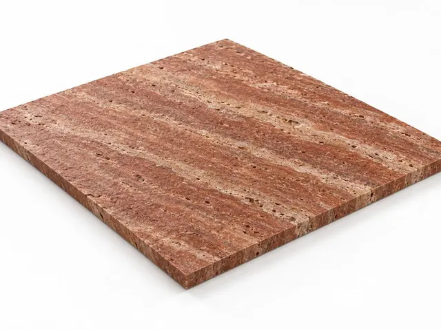 Travertino rojo — Veta — Martelinado — 1 cm — 60x60 — Placa