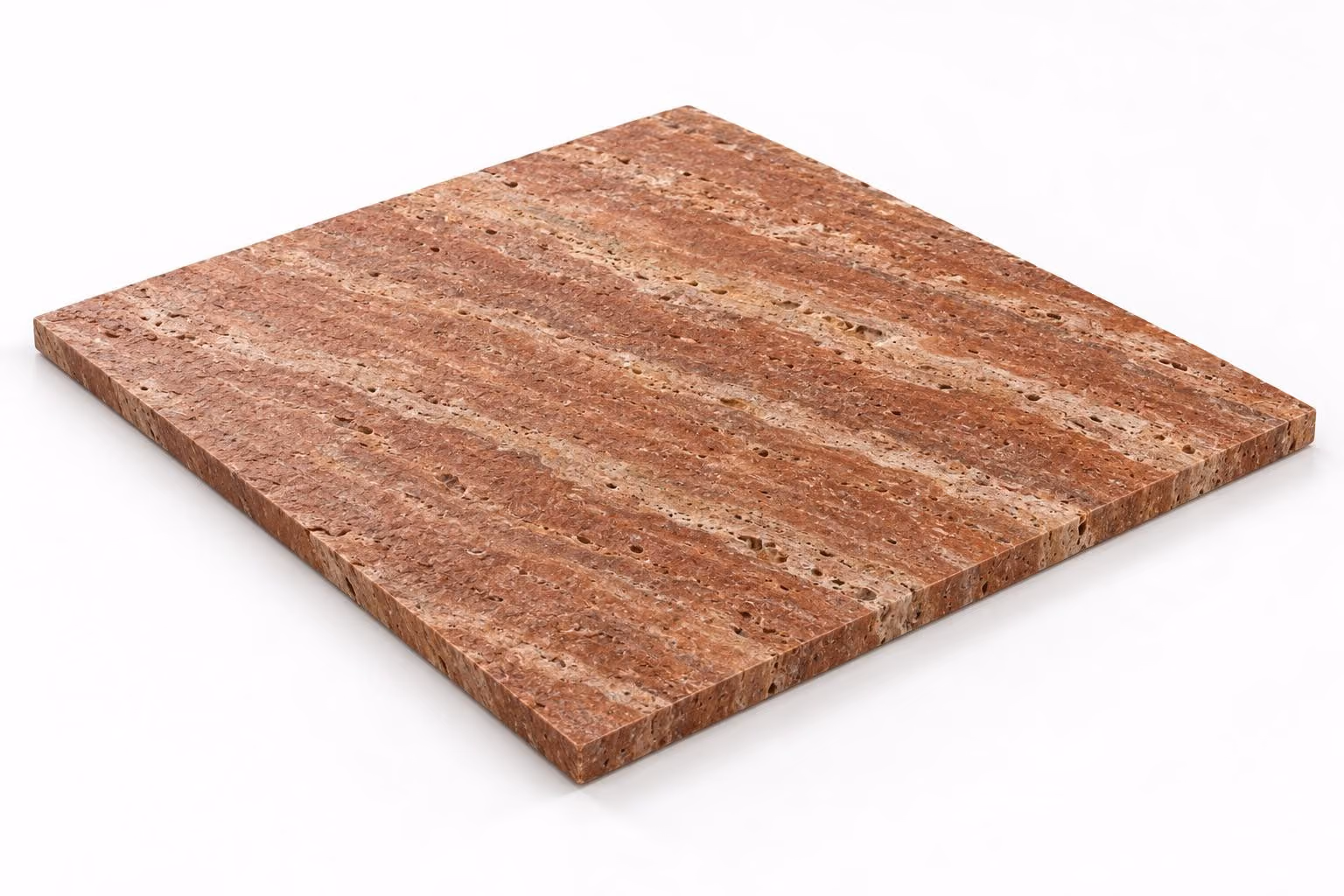 Travertino rojo — Veta — Martelinado — 1 cm — 60x60 — Placa