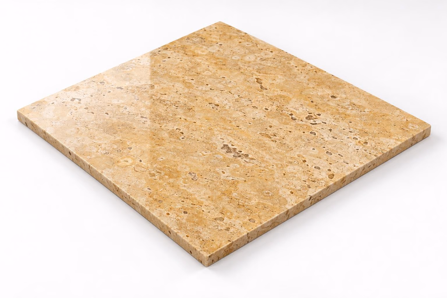Travertino amarillo — Fiorito — Pulido/brillado — 1 cm — 60x60 — Placa