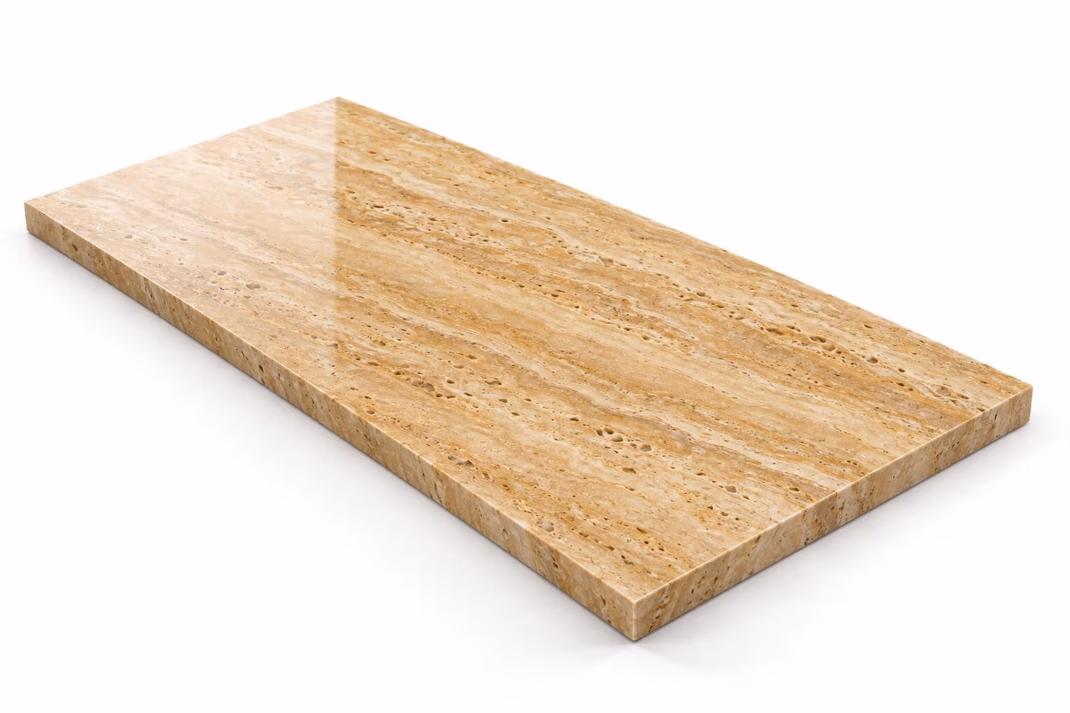 Travertino amarillo — Veta — Pulido/brillado — 2 cm — 120x60 — Placa